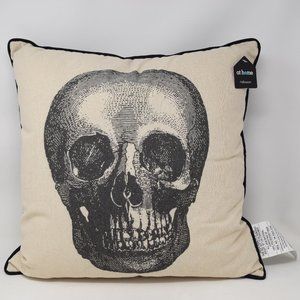 Halloween Skull Throw Pillow Skeleton Haunt Decor New Simona  17" x 17" Goth